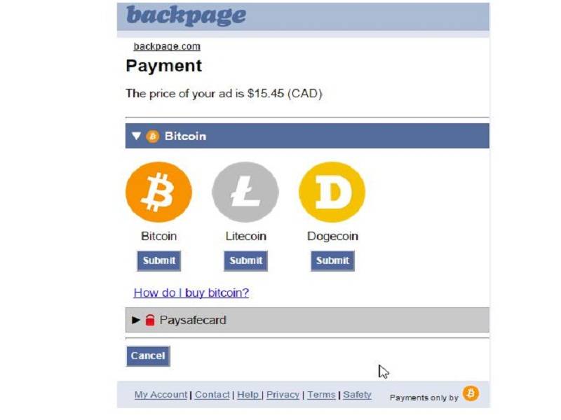 how to post on backpage with bitcoin