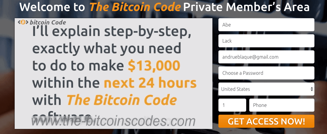 Register Bitcoin Code