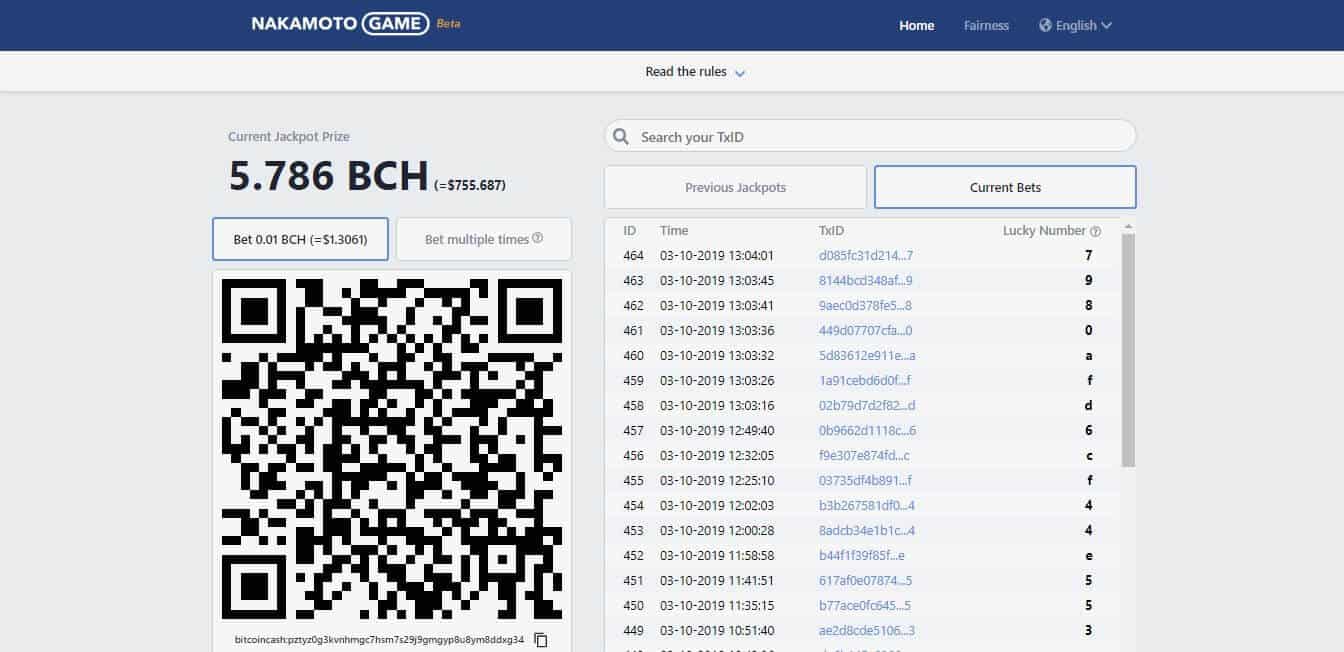 Nakamoto Game A Transparent Blockchain Lottery Based On Bitcoin Cash - 