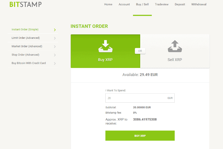 does it cost to have bitstamp account