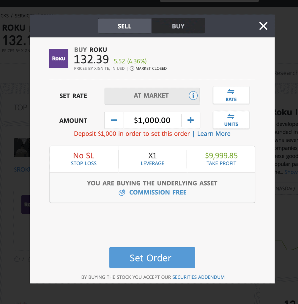 Roku eToro buy