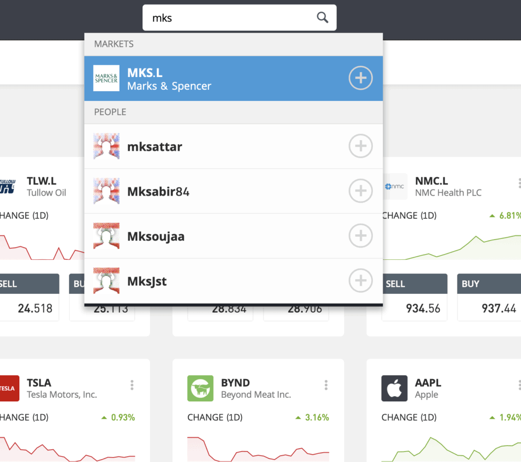 M&S eToro