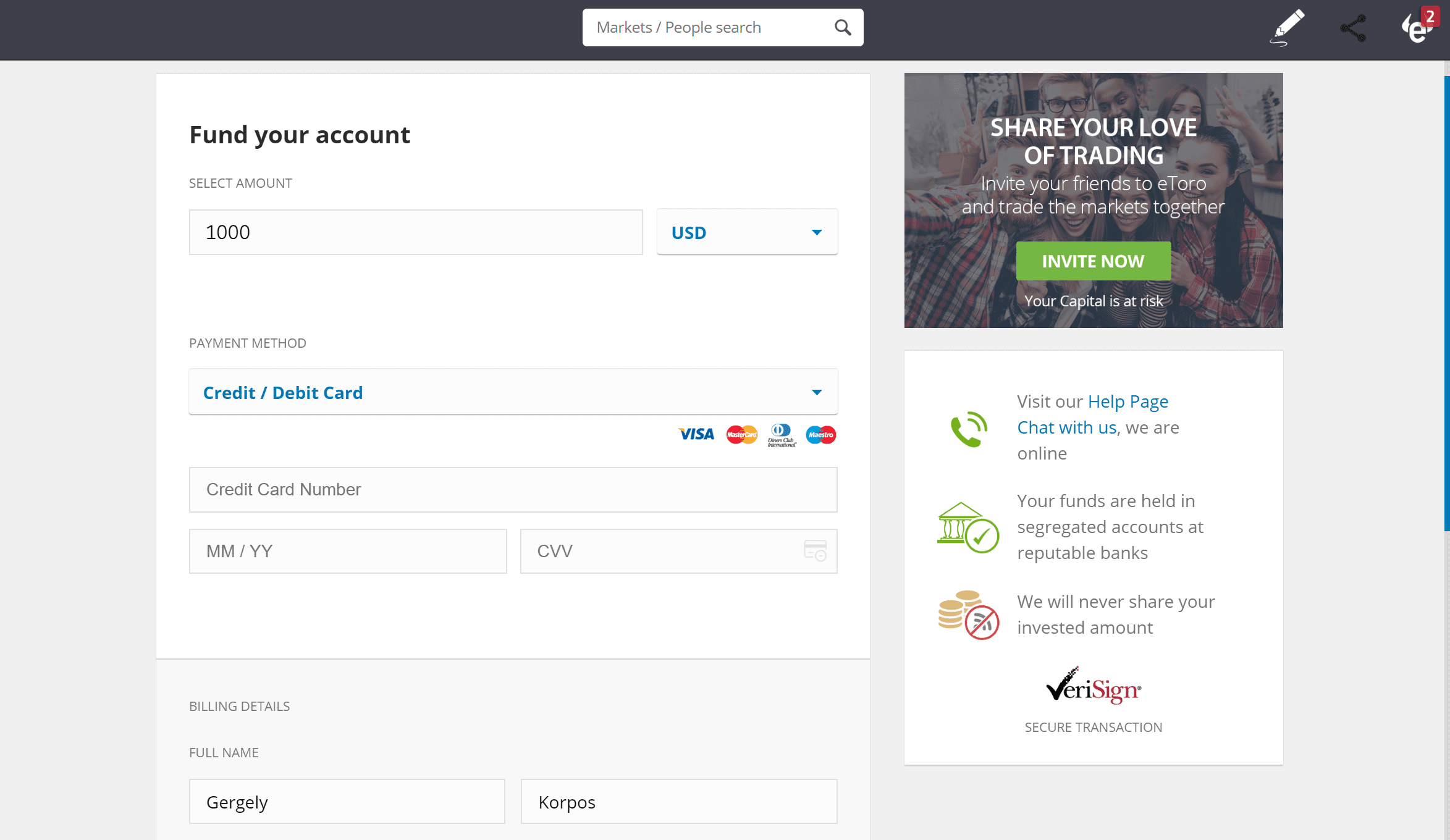 Fund your eToro Account