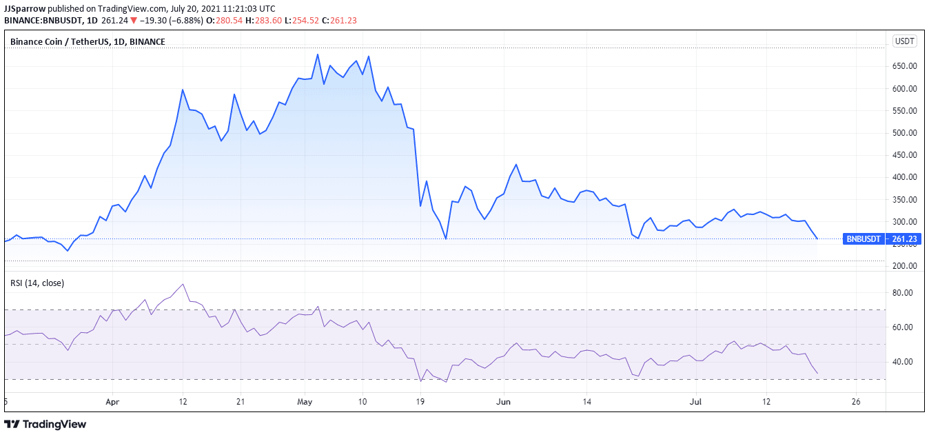 BNB price chart July 20 12 months period