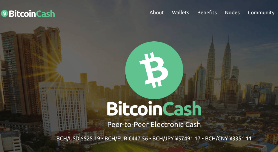 Bitcoin Cash homepage