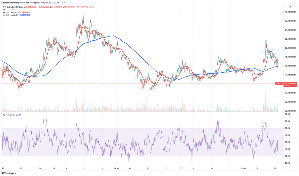 Internet Computer (ICP) price chart.