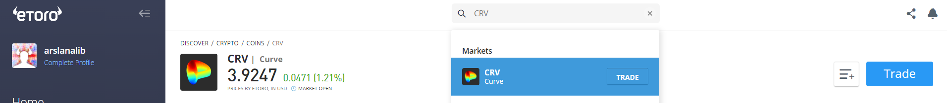 Buy Curve on eToro