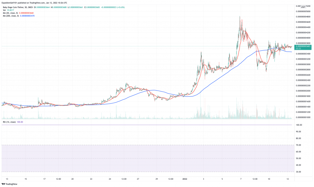 BABYDOGE price chart.