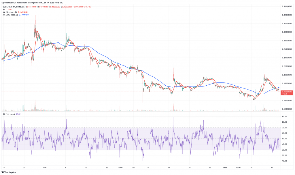 Dogecoin (DOGE) price chart.