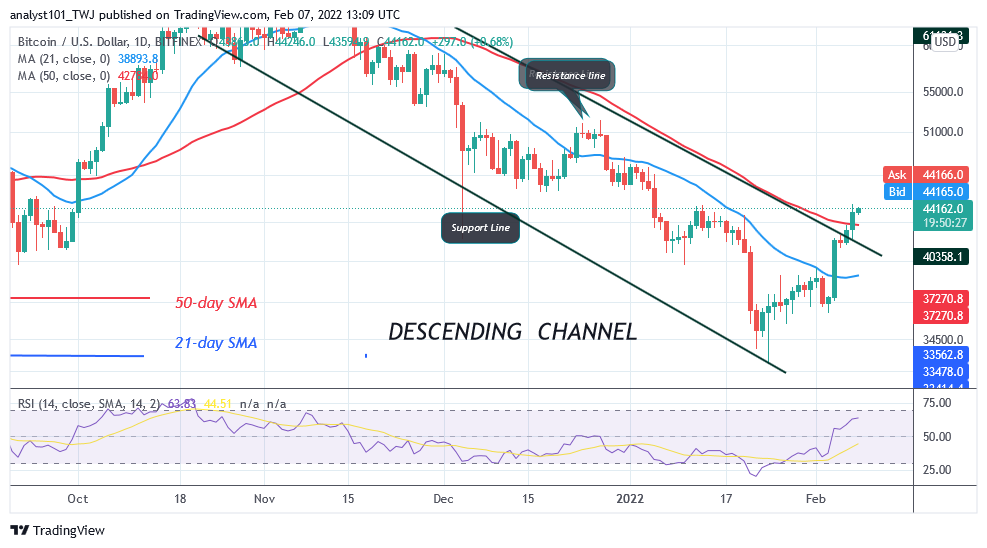 Bitcoin (BTC) Price Prediction: BTC/USD Is in a Minor Pullback as Bitcoin Battles Resistance at $45k