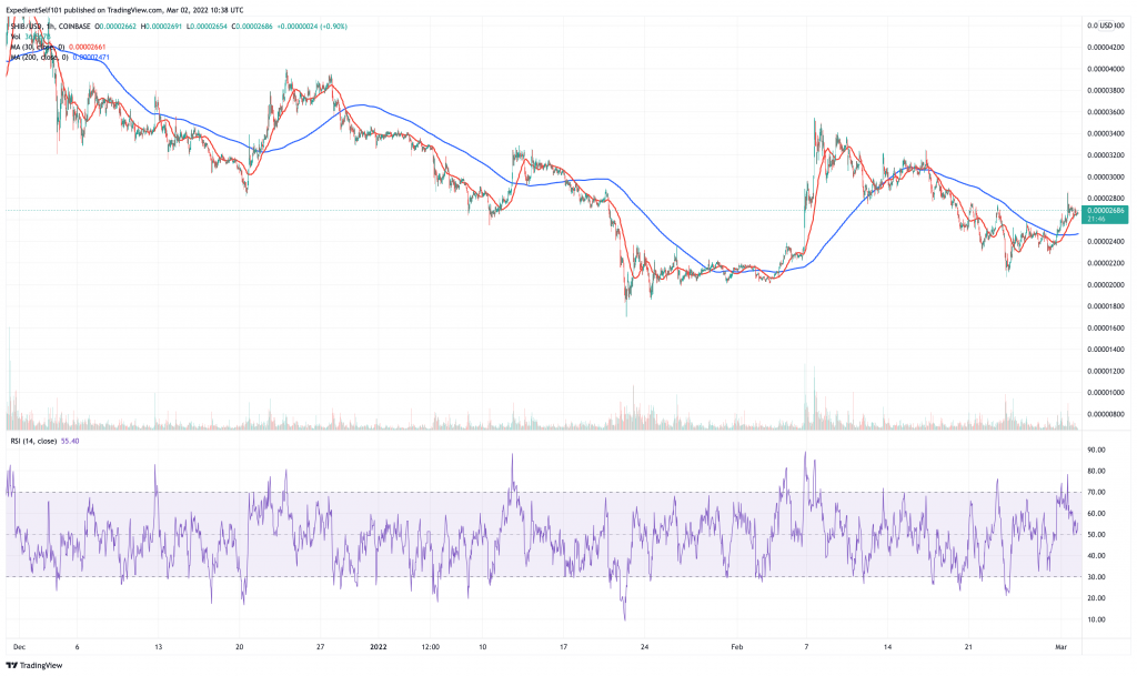 Shiba Inu (SHIB) price chart.