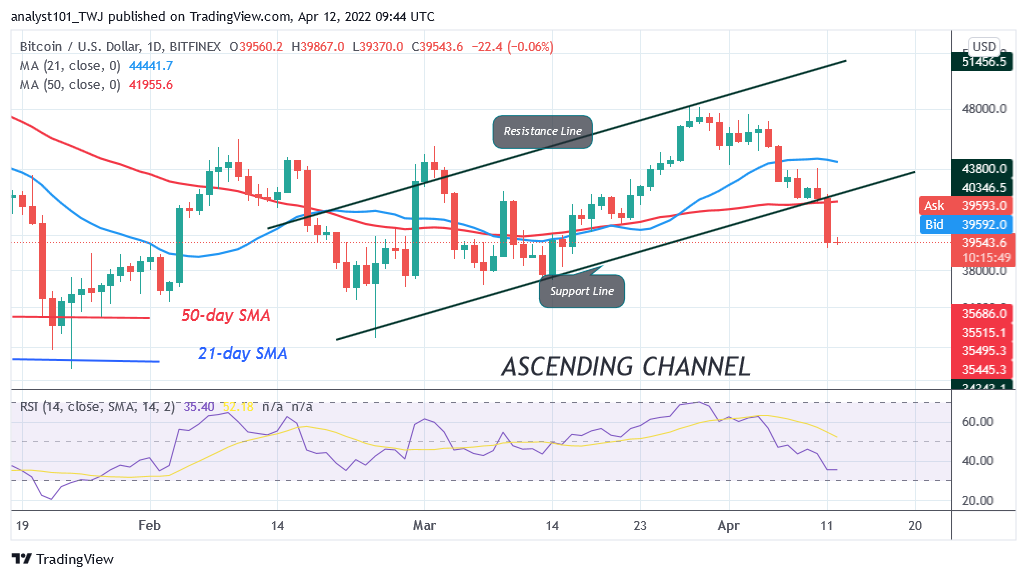 Predicción de precios de Bitcoin (BTC): BTC/USD cae por debajo de $40 a medida que Bitcoin corre el riesgo de disminuir aún más a $37