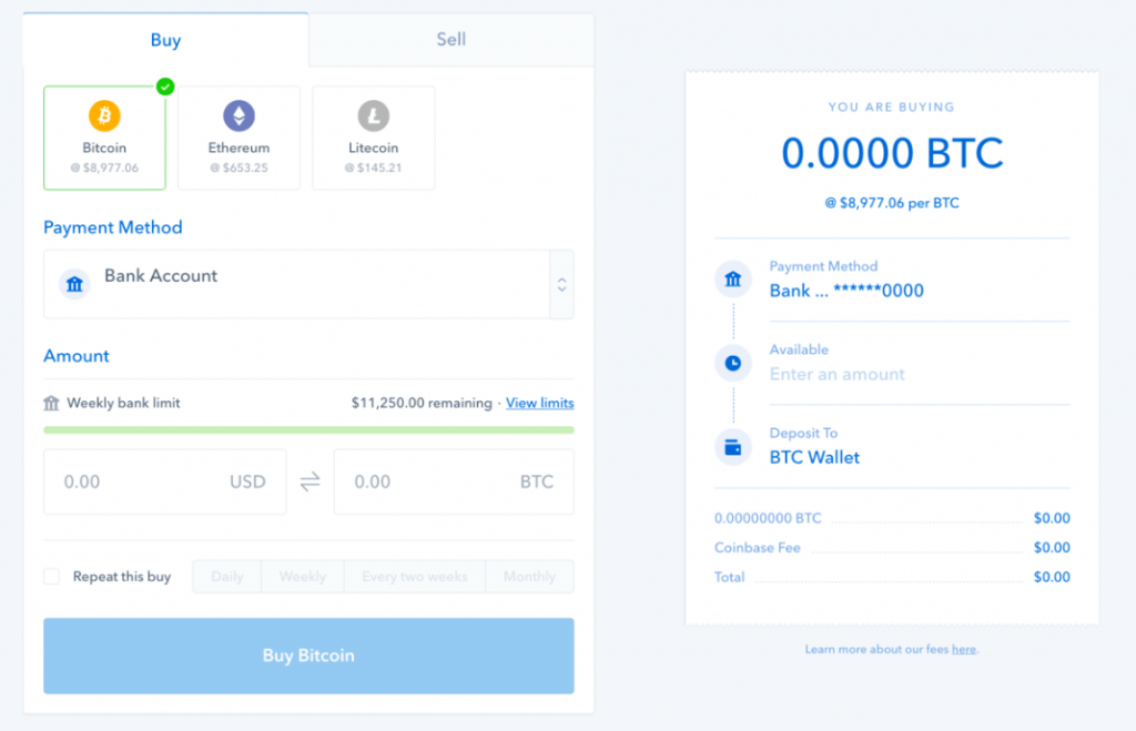 Deposit funds on Coinbase