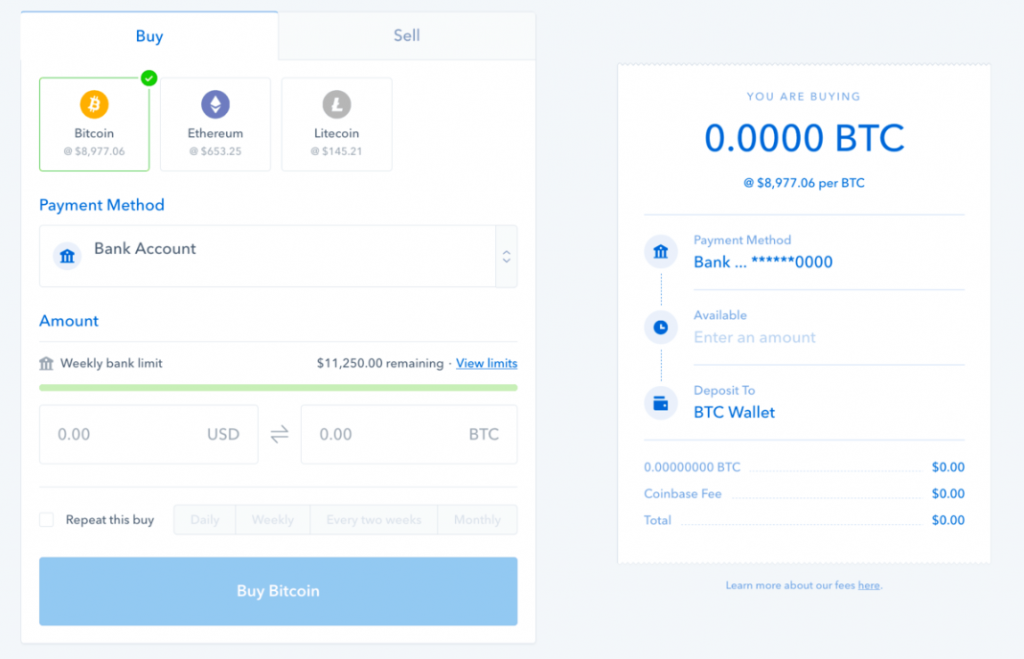 Indbetal penge på Coinbase