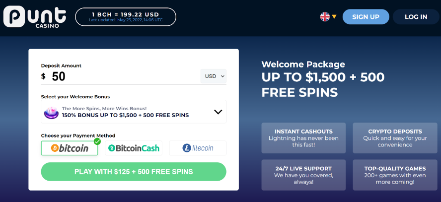 Visit Punt Casino Bonus - Bet Using Bitcoin