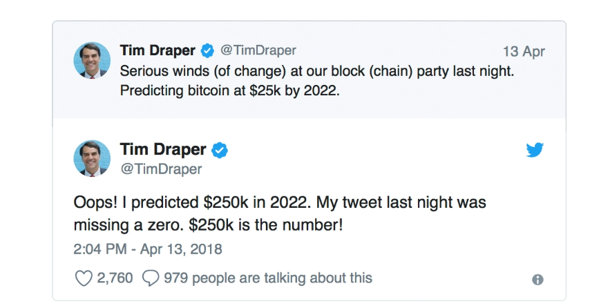 Tim draper tweet on Bitcoin