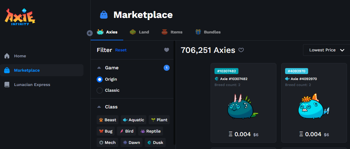 Axie Infinity Market