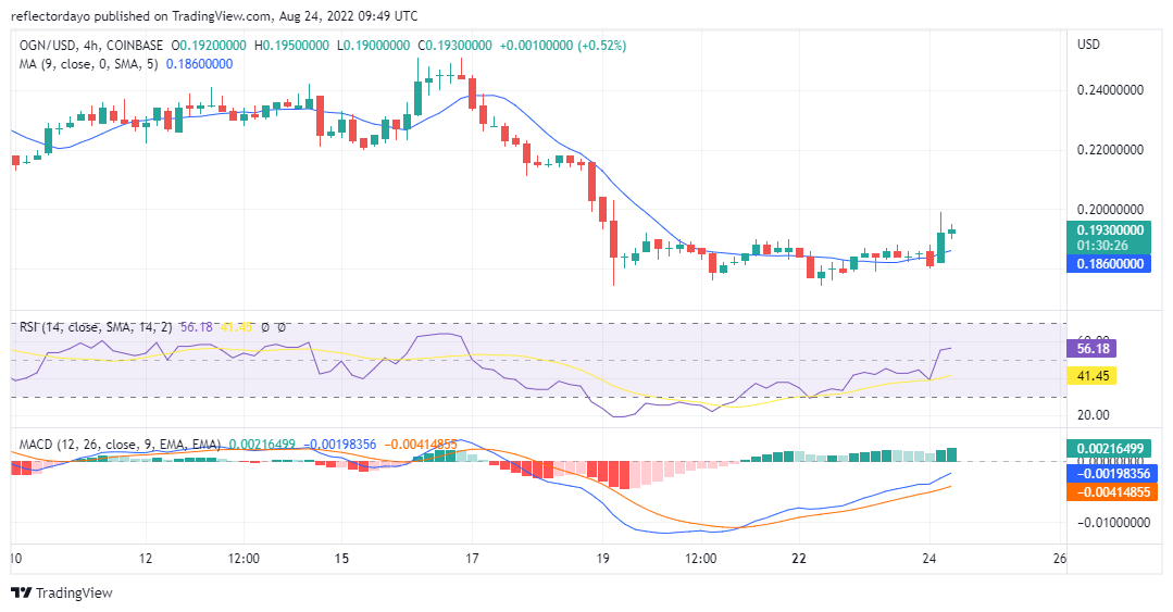 After the very strong OGN/USD bearish move between the 17th to 20th of August, the bulls began to show some signs of resistance towards regaining their ground in the market.