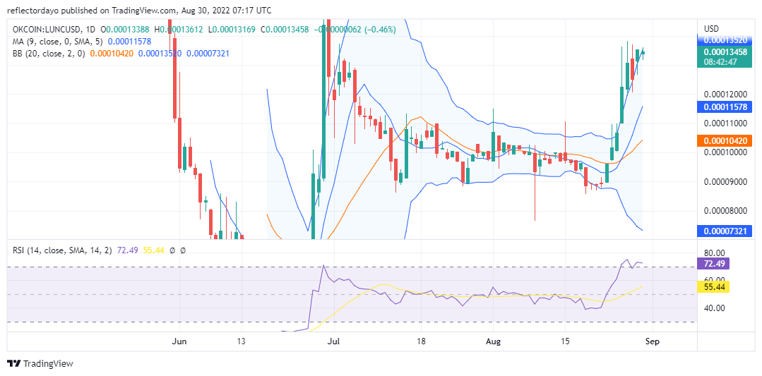 Terra Classic Price Analysis for 30th of August: LUNC/USD May Be