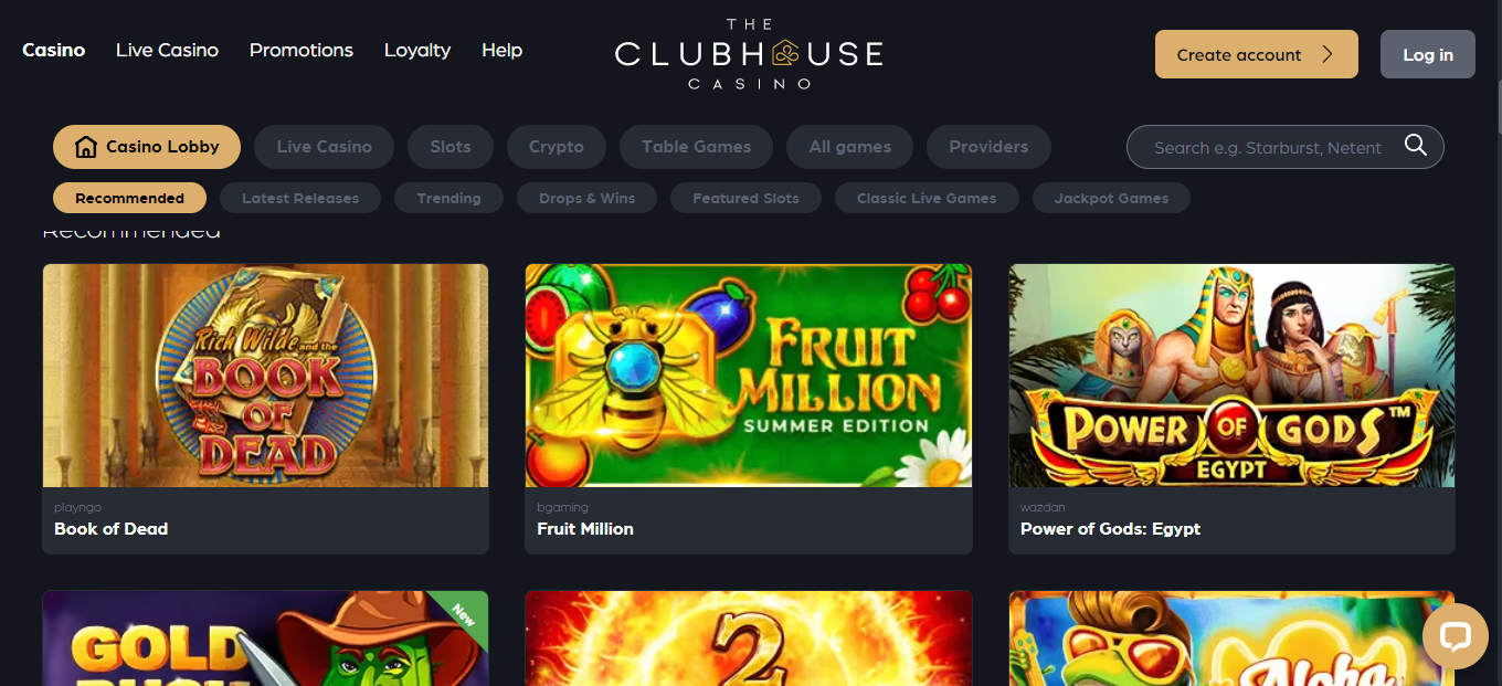 Clubhouse Casino games