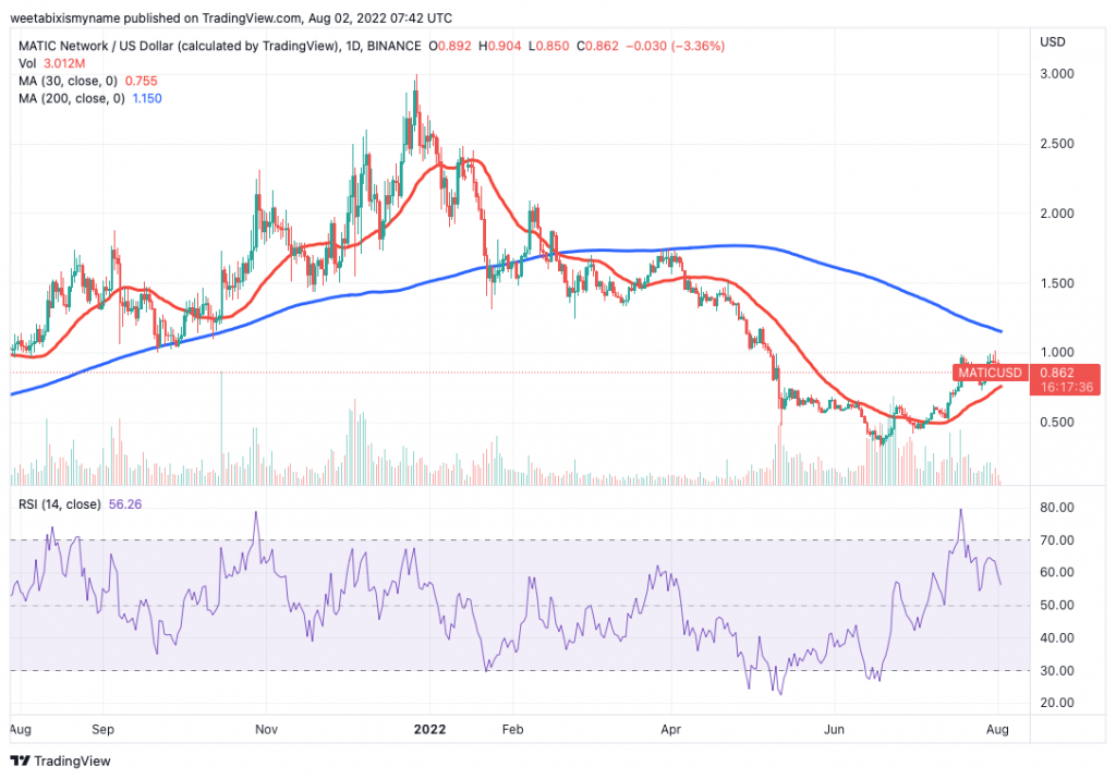 Polygon (MATIC) price chart.