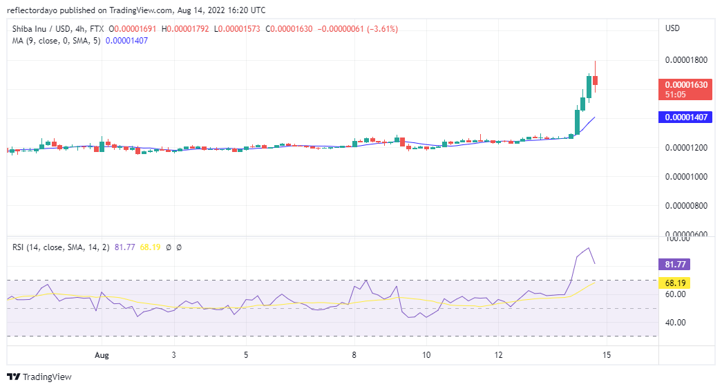 SHIB/USD dienas cenas prognoze 14. augustam: Shib pieaug ar 20.67% cenu starpību