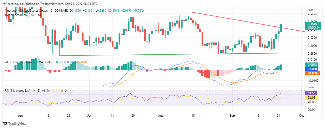 Analiza prețului Algorand pentru 22 septembrie: ALGO/USD țintește niveluri de rezistență de 0.3600 USD