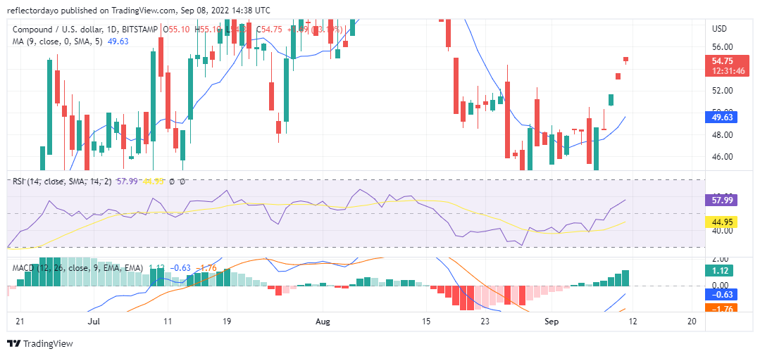 Compound Price Analysis for 11th of September: COMP/USD Price Remains Above $54.04 Support