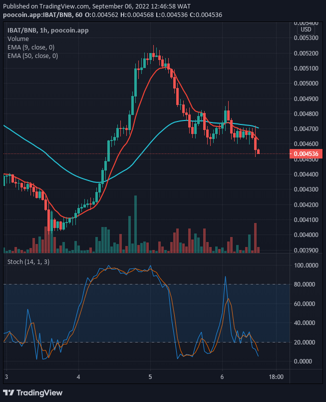 IBAT/USD selling pressure may possibly end soon. If the investors could prove stronger the more and the price shows sustainability above the $0.005165 resistance value, its, upsides should extend further.