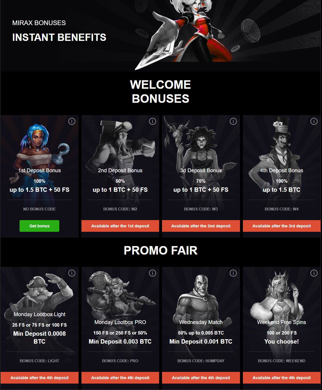 Mirax Casino Welcome Bonus