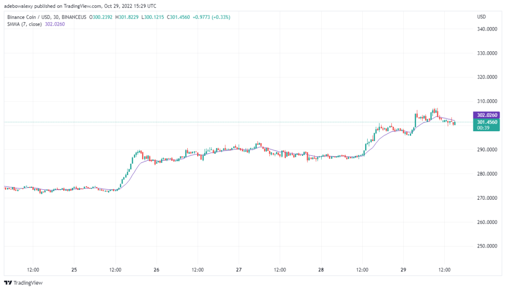 Binance Coin Price Prediction Today, October 30, 2022: BNB/USD Break Pokes $300 Level