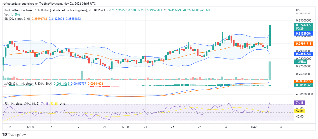 การคาดการณ์ราคา Token พื้นฐานสำหรับวันนี้ 2 พฤศจิกายน: BAT/USD พุ่งทะลุระดับราคา $0.31000