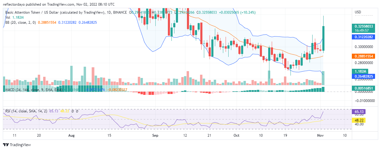 Podstawowa prognoza ceny tokenów uwagi na dziś, 2 listopada: BAT/USD przekracza poziom cenowy 0.31000 USD