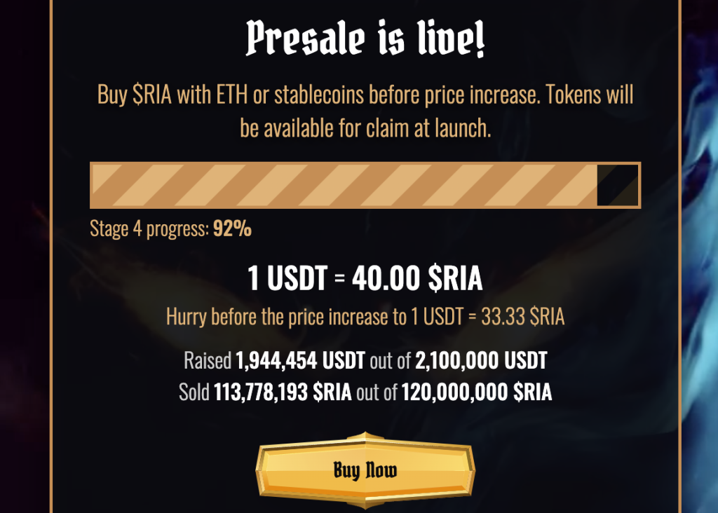 Calvaria Presale sedang siaran langsung