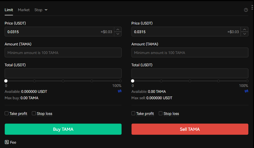 Step 4 Buy TAMA with USDT