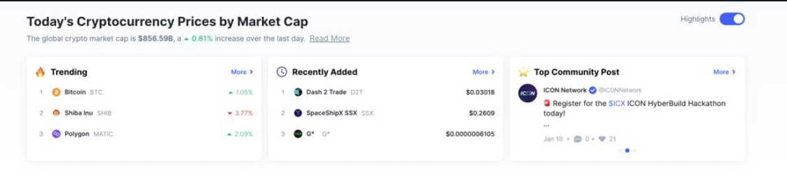 Dash 2 Trade Live on CoinMarketCap
