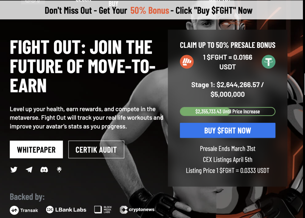Fight Out Presale Close To $2.6 Million – Get Fit And Earn