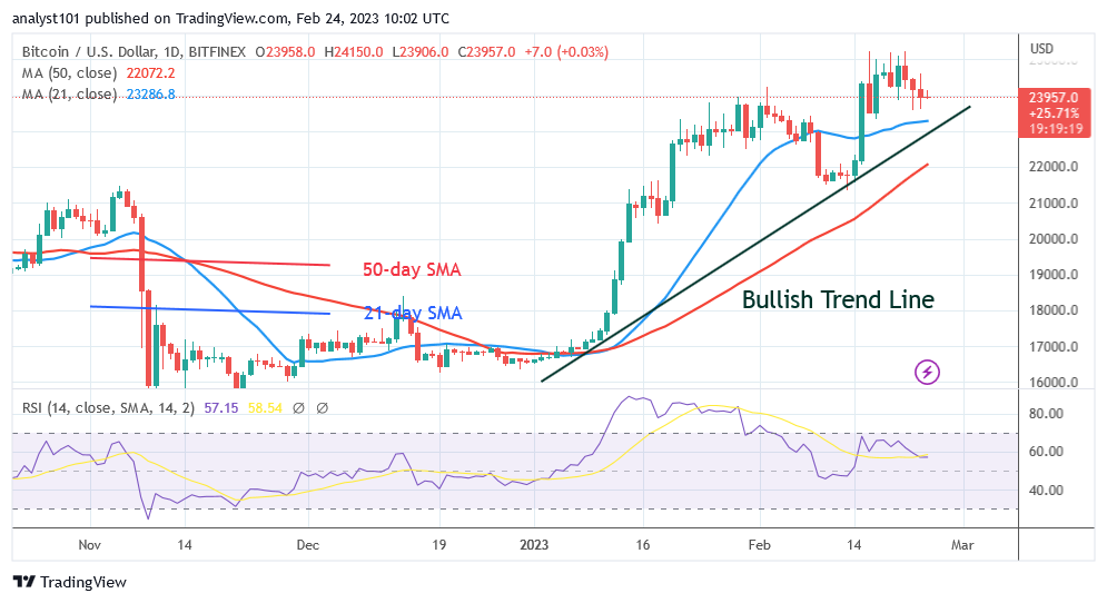 Bitcoin Price Prediction for Today, February 24: BTC Falls as It Might Recur at $23.5K