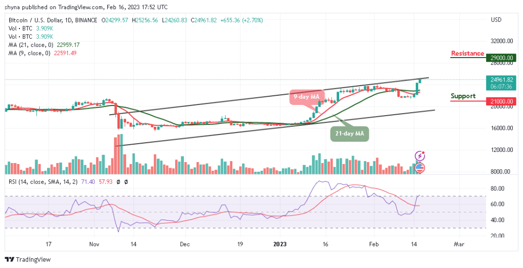 Bitcoin Price Prediction for Today, February 16: BTC/USD Breaks Above $25K; What Next?