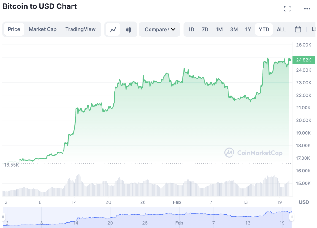 Bitcoin Price Holds At $24,500