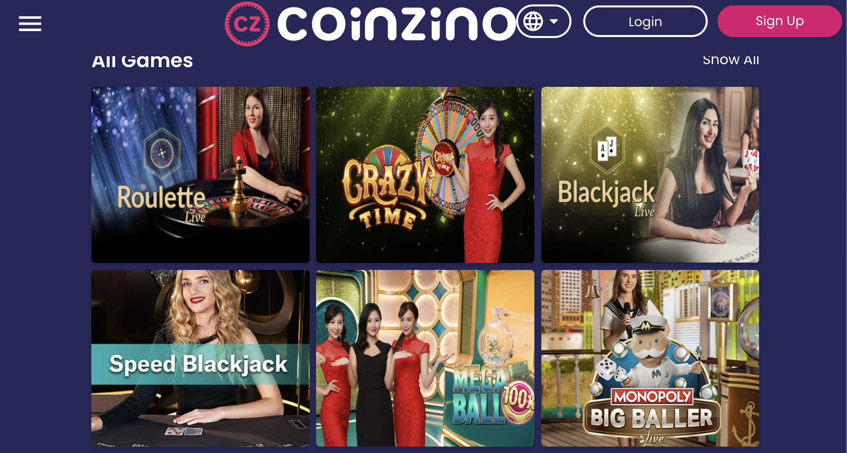 Coinzino Live Dealer Games