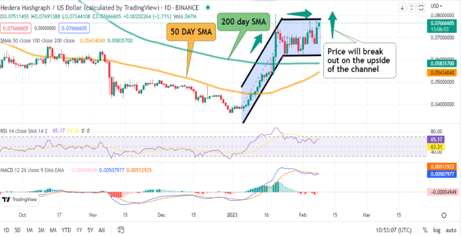 헤데라(HBAR) 가격 예측: $0.07953 가능할까?