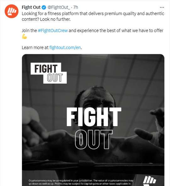 The Fight Out platform is a move-to-earn (M2E) platform