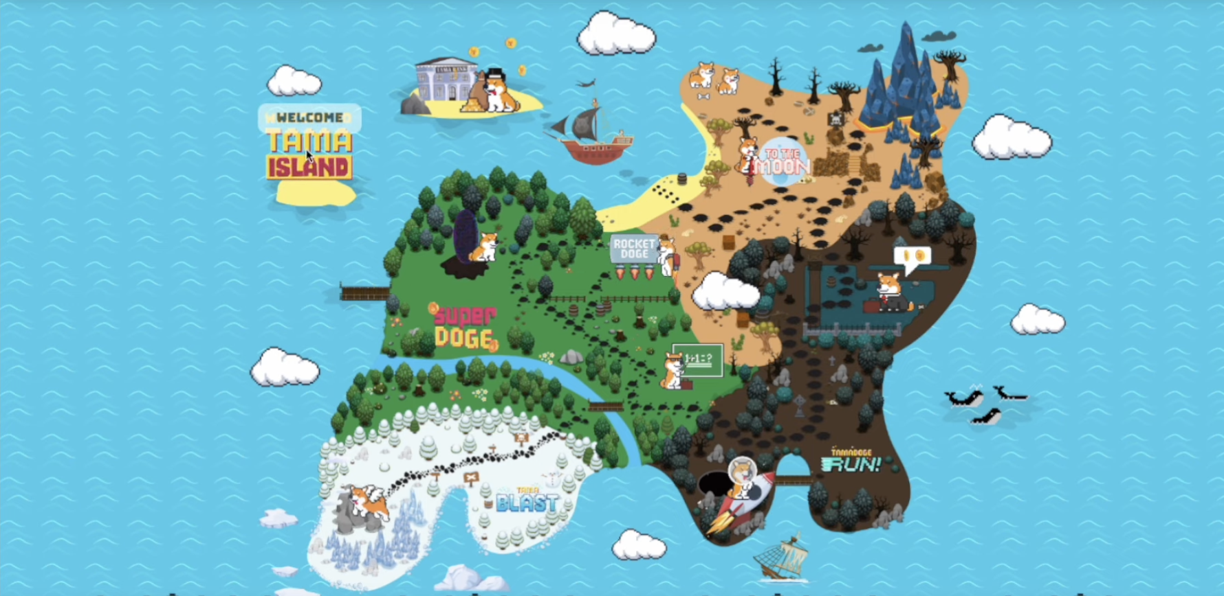 Tama Island and crypto games layout
