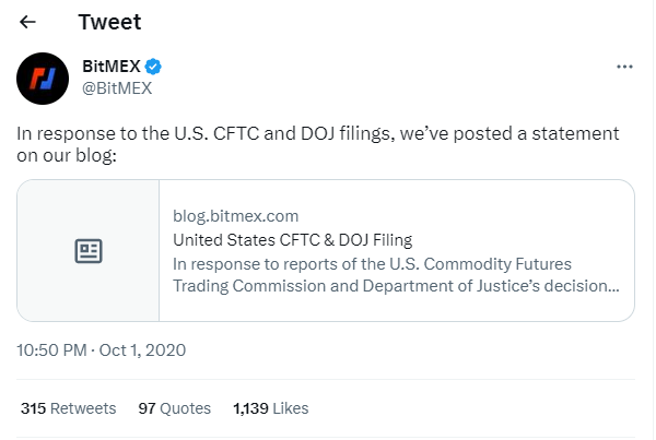 BitMEX response to the U.S. CFTC and DOJ filings