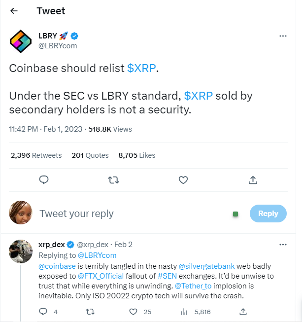 Coinbase should relist $XRP