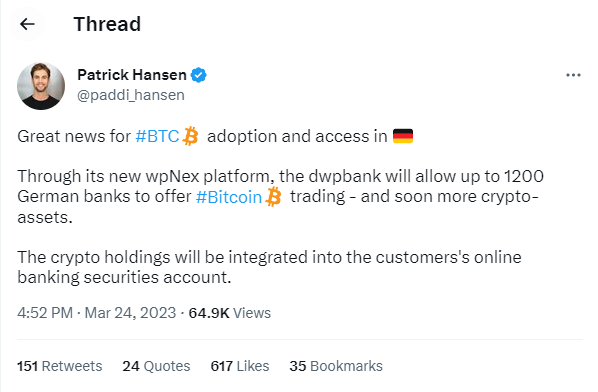 Great news for #BTC adoption and access in Germany