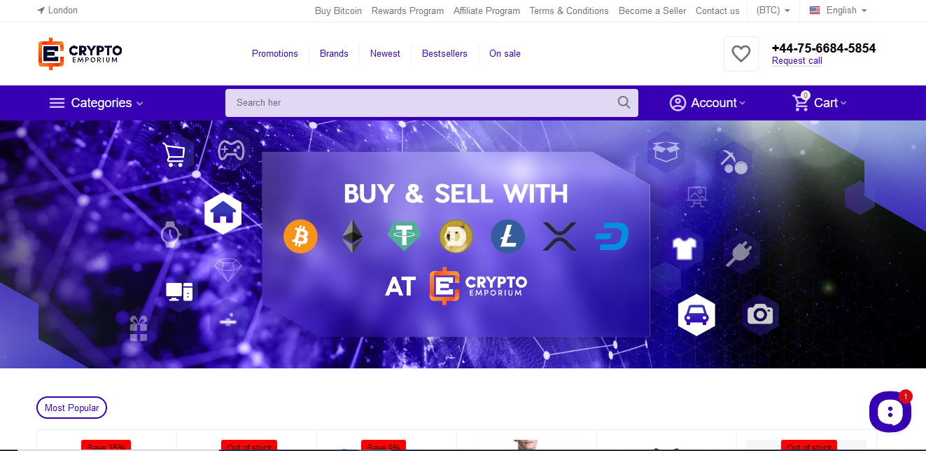 Crypto Emporium home page 