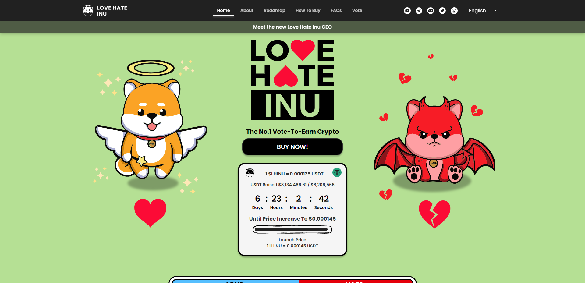 Photo of Love Hate Inu presale raises $8M, less than 25% of presale tokens left