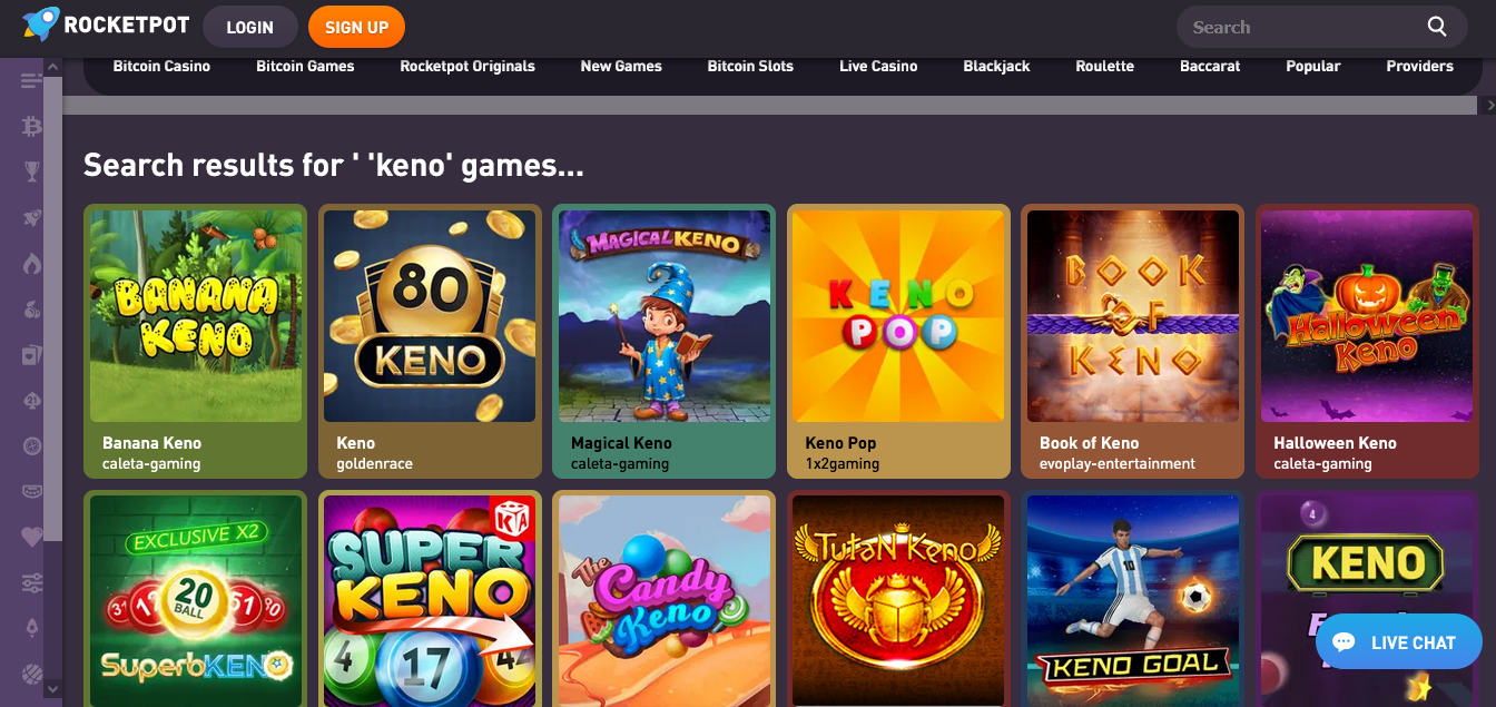 Rocketpot - online keno casino